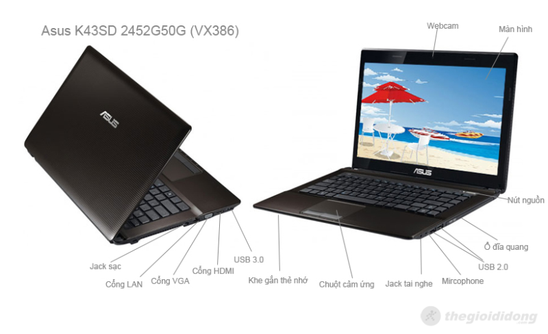 Mô tả chức năng của laptop Asus K43SD 2452G50G (VX386)