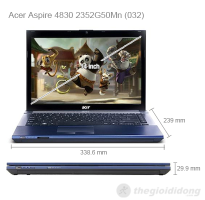 Kích thước của laptop Acer Aspire 4830 2352G50Mn