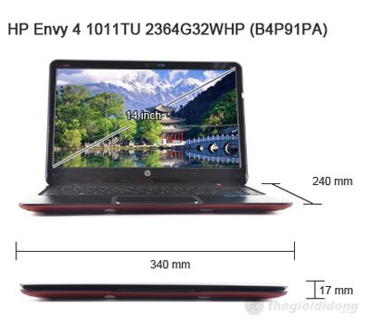 Kích thước HP Envy 4 1011TU 2364G32 Kích thước HP Envy 4 1011TU 2364G32