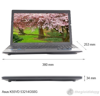 Kích thước Asus K55VD