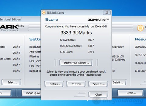 Chấm điểm bằng 3D Mark 06.
