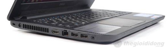 Cạnh trái Dell Inspiron 14 N3421 là khóa Kensington, jack nguồn, HDMI, LAN, 2xUSB 3.0, jack combo 3.5mm tai nghe/míc
