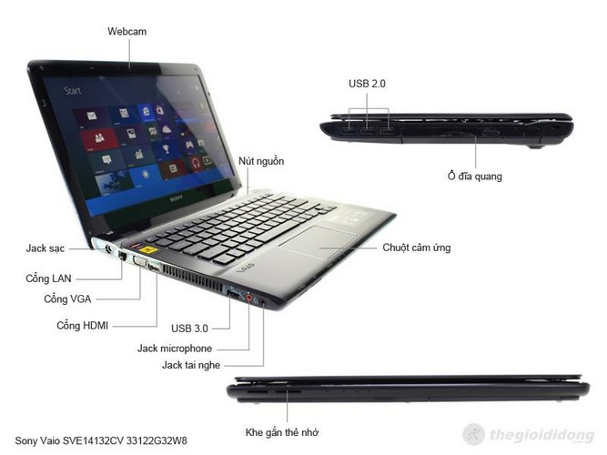 Sony Vaio SVE14132CV 33122G32W8 mô tả chức năng