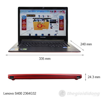 Kích thước của Lenovo S400 2364G32