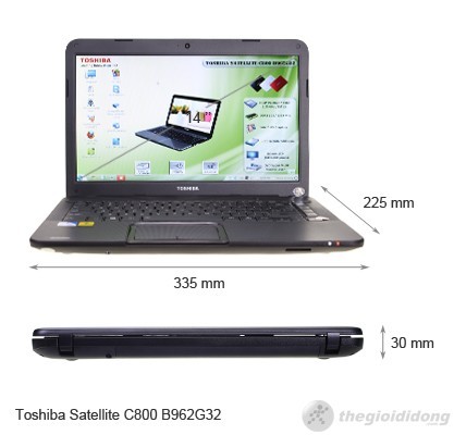 Kích thước của Toshiba Satellite C800 B962G32