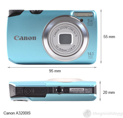 Kích thước của Canon PowerShot A3200 IS
