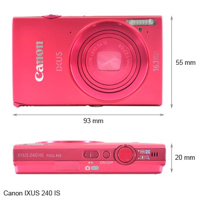 Kích thước của Canon IXUS 240 HS Kích thước của Canon IXUS 240 HS