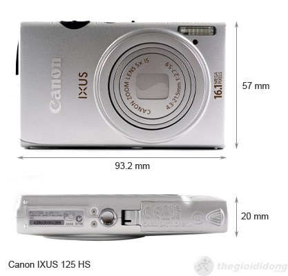 Kích thước của Canon Ixus 125 HS