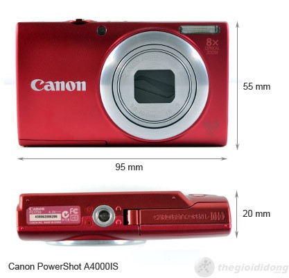 Kích thước của Canon PowerShot A4000 IS