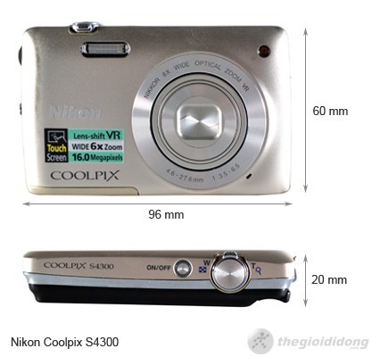 Kích thước của Nikon Coolpix S4300 Kích thước của Nikon Coolpix S4300