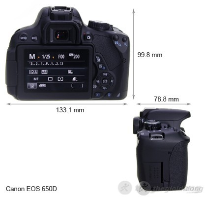 Kích thước của Canon EOS 650D