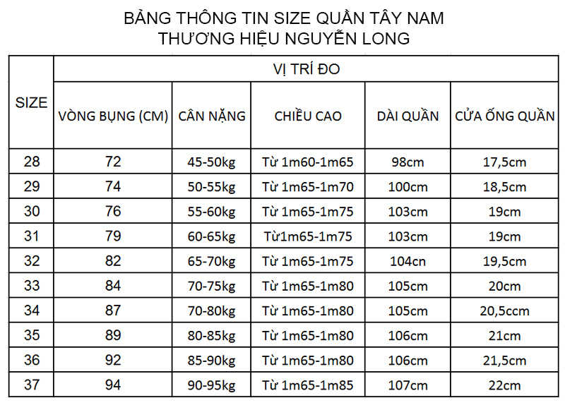 Hướng dẫn chọn size