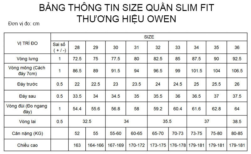 Hướng dẫn chọn size
