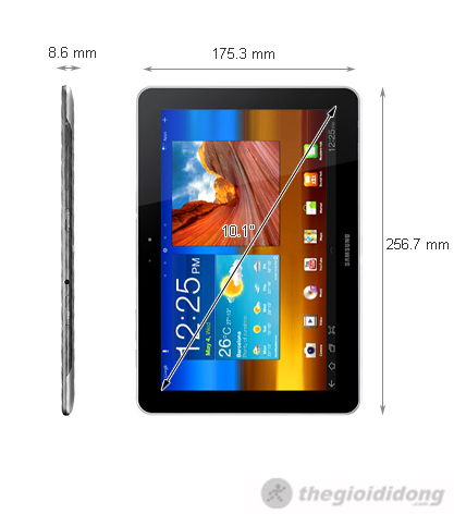 Kích thước của  Samsung Galaxy Tab 10-1 3G 16G