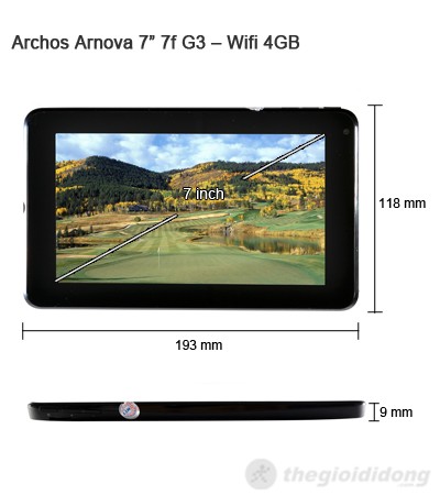 Kích thước Archos Arnova 7f G3 – Wifi 4GB