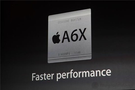 iPad 4 Wifi Cellular 32Gb có chip A6X lõi kép với tốc độ nhanh hơn gấp 2 lần so với vi xử lý A5X