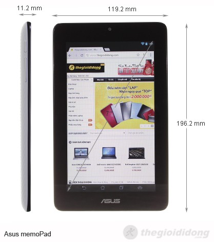 Asus Memo Pad ME172V kích thước Asus Memo Pad ME172V kích thước