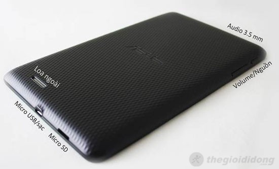Vị trí loa ngoài, phím bấm và cổng giao tiếp trên Asus ME172