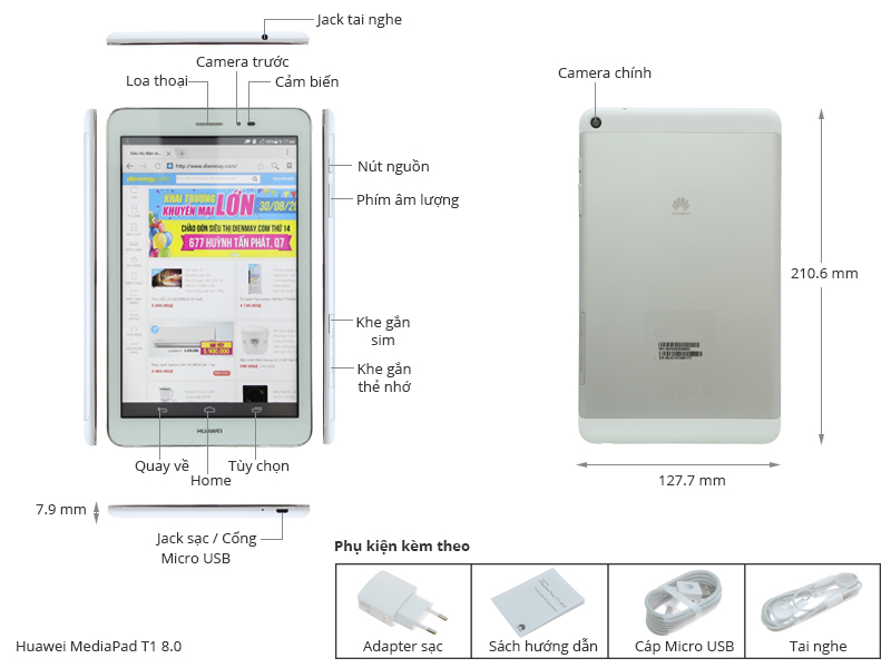 Thông số kỹ thuật Máy tính bảng Huawei MediaPad T1 8.0