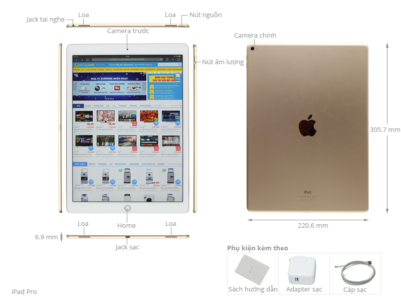 Thông số kỹ thuật Máy tính bảng iPad Pro Wifi 32GB