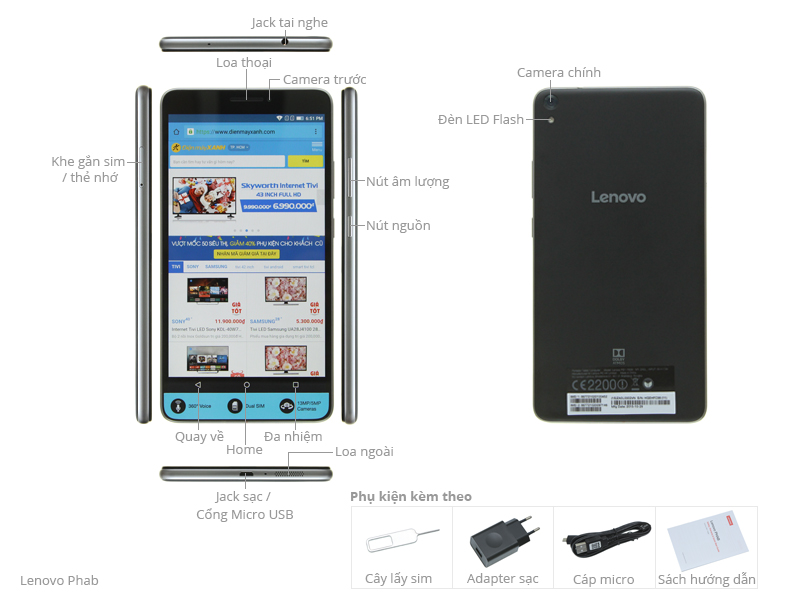 Thông số kỹ thuật Máy tính bảng Lenovo Phab 2GB