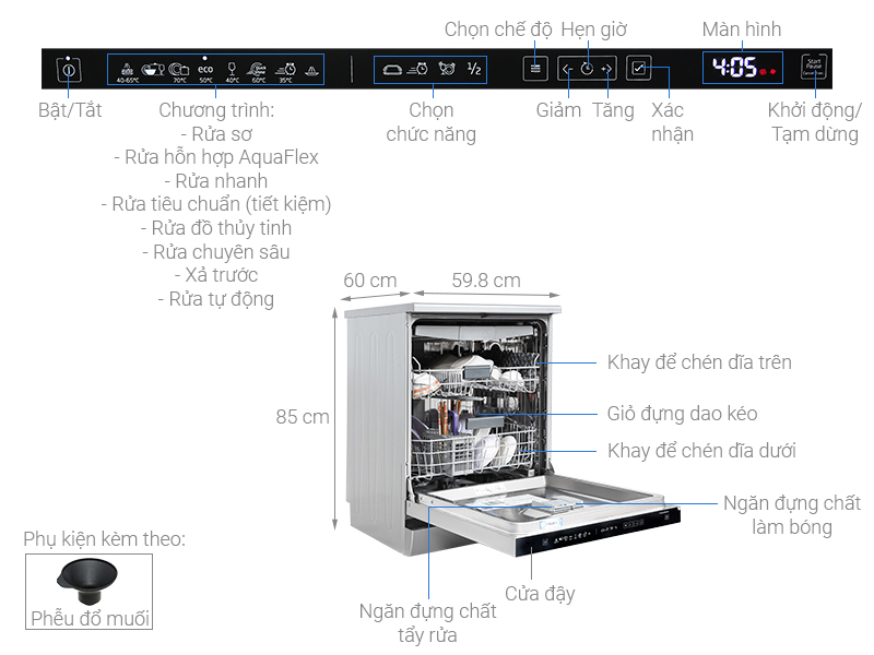 Máy rửa chén độc lập Beko DEN48520X