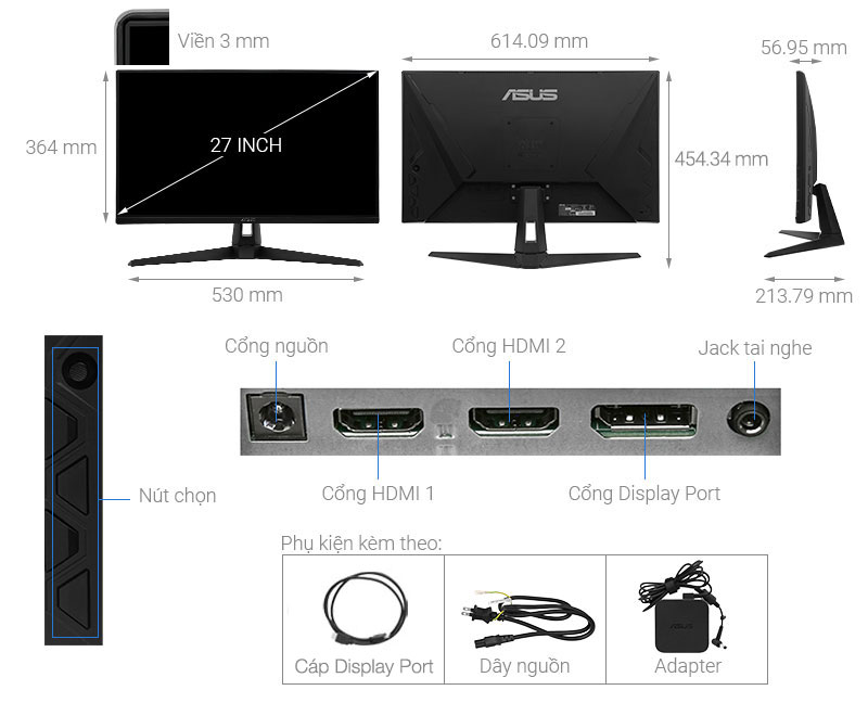 Màn hình Asus TUF Gaming VG279Q1A 27 inch FHD/IPS/165Hz/1ms/FreeSync/DisplayPort