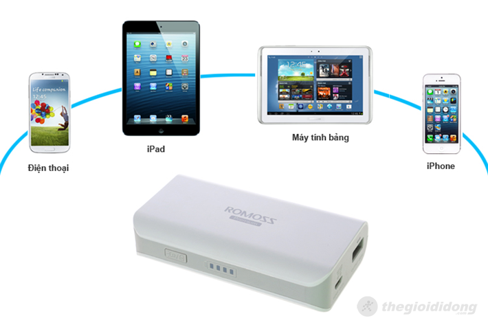Pin sạc dự phòng Romos 5200mAh sặc được cho hầu hết mọi loại thiết bị di động
