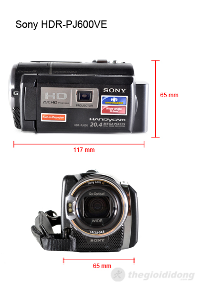 Kích thước của Sony HDR-PJ600VE Kích thước của Sony HDR-PJ600VE