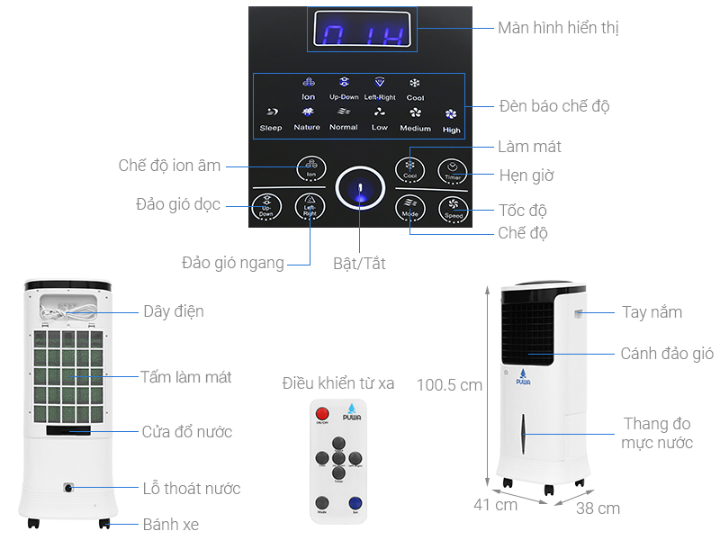 Quạt điều hòa Puwa AC-38AR 150W