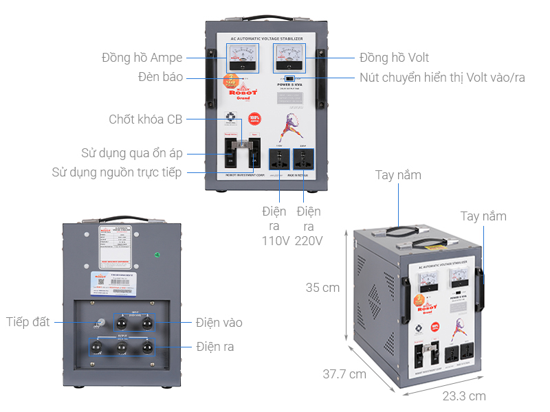 Ổn áp Robot 1 pha 5KVA 140