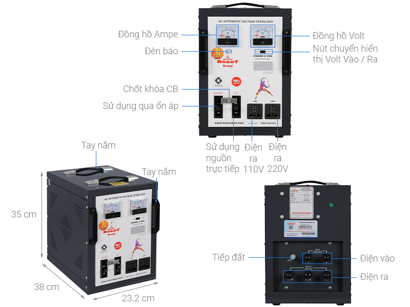 Ổn áp Robot 1 pha 5KVA 90