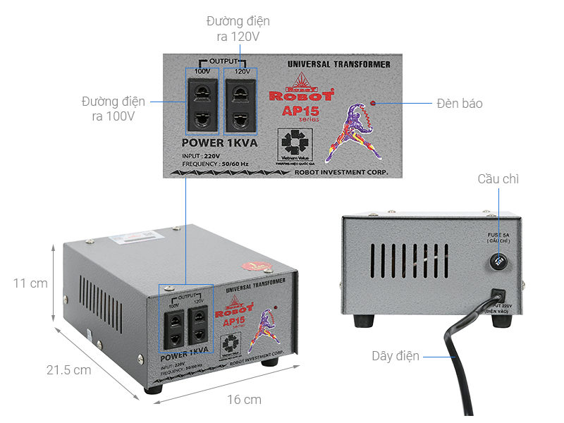 Biến thế Robot UT1P1000A - AP15 1KVA