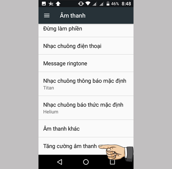 Bước 2: Chọn Tăng cường âm thanh