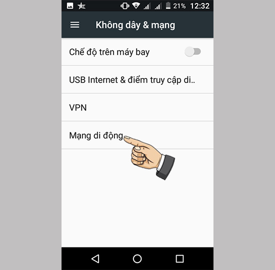 Bước 2: Chọn Mạng di động