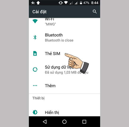 chọn Thẻ sim