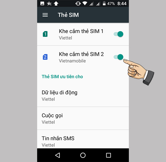 Bước 2: Chọn sim muốn tắt.