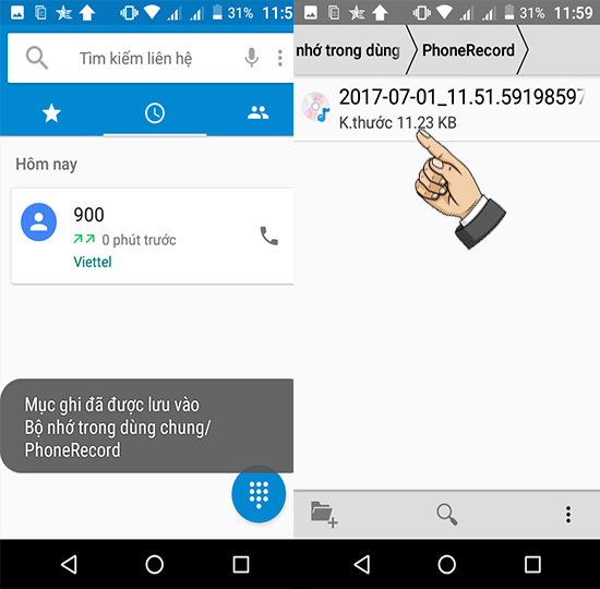 Bước 4: Vị trí lưu file ghi âm.