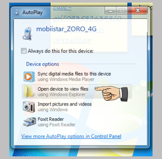 Bước 2: Chọn Open device to view files