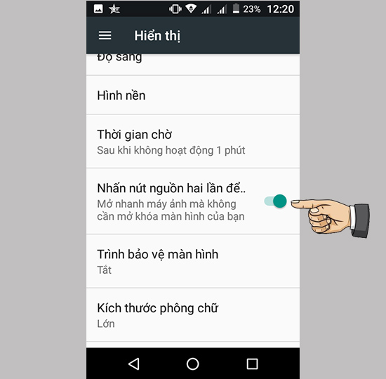 Bước 2: Bật Nhấn nút nguồn hai lần mở máy ảnh