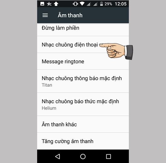 Bước 2: Chọn Nhạc chuông điện thoại