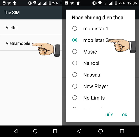 Bước 4: Chọn nhạc chuông Sim 2.