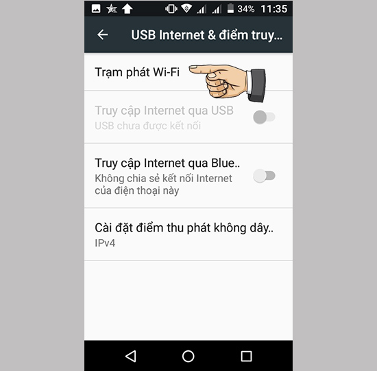 Chọn và bật Trạm phát wifi