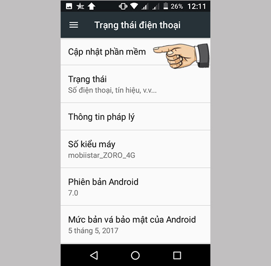 Bước 2: Chọn Cập nhật phần mềm