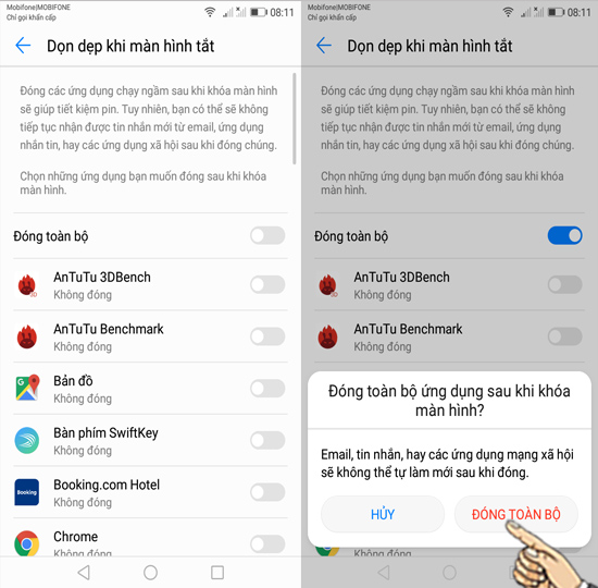 Bước 3: Bật Đóng toàn bộ