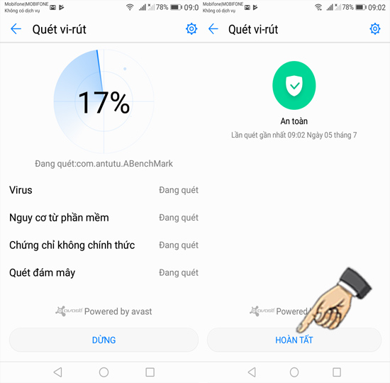 Bước 3: Quét và hoàn tất.