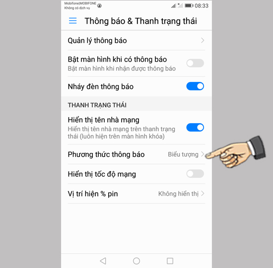 Bước 2: Chọn Phương thức thông báo