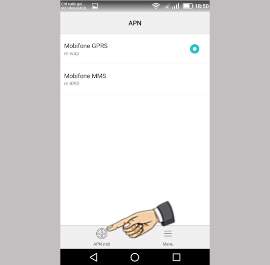 Bước 4: Chọn APN mới