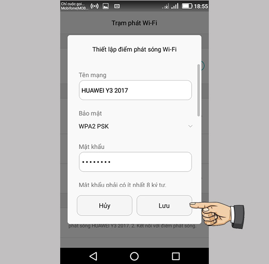Bước 4: Chọn Cấu hình điểm phát wifi để thay đổi tên wifi và mật khẩu.