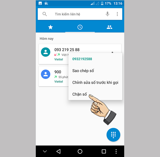 Bước 2: Chọn Chặn số